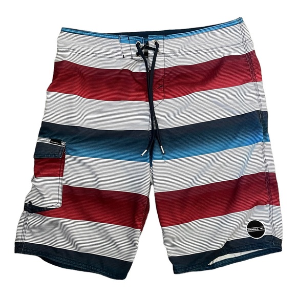 O'Neill Other - O'Neill Men's Board Shorts Red Navy Blue Stripe Size Medium 33
